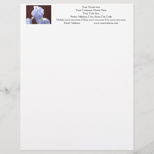Blue Iris Blume custom Letterhead Irises Briefkopf (Vorderseite)