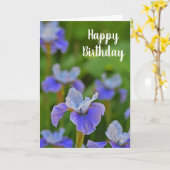 Blue Iris Blume Floral Happy Birthday Karte (Gelbe Blume)