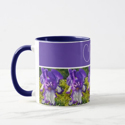 Blue Iris Blume Floral Womans Name Tasse (Links)