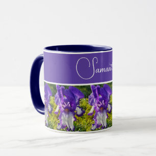 Blue Iris Blume Floral Womans Name Tasse