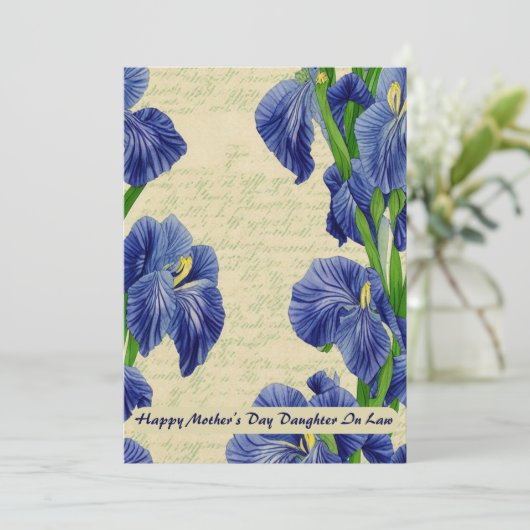 Blue Iris Blume Frohen Muttertag Ankündigung (Stehend Vorderseite)