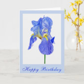 Blue Iris Blume Geburtstagkarte Karte (Gelbe Blume)