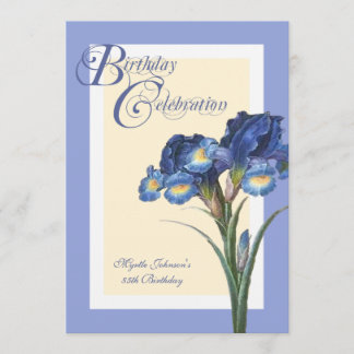Blue Iris Blume Geburtstagsfeier Einladung