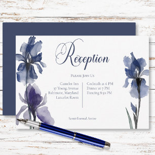 Blue Iris Blume Hochzeit Moderner Empfang Begleitkarte