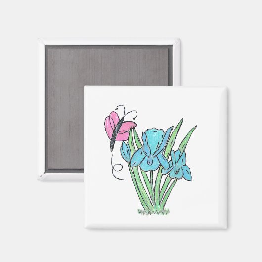 Blue Iris Blume Magnet (Vorderseite/Rückseite)