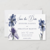 Blue Iris Blume Moderne Hochzeit Save The Date (Vorderseite)