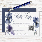 Blue Iris Blume Moderner QR-Code für Hochzeiten RSVP Karte