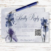 Blue Iris Blume Modernes Blue Wedding QR Code RSVP Karte