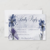 Blue Iris Blume Modernes Blue Wedning Dinner RSVP Karte (Vorderseite)