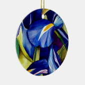 Blue Iris Blume Original Aquarellmalerei Keramikornament (Rechts)