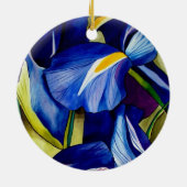 Blue Iris Blume Original Aquarellmalerei Keramikornament (Hinten)