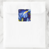 Blue Iris Blume Original Aquarellmalerei Quadratischer Aufkleber (Tasche)