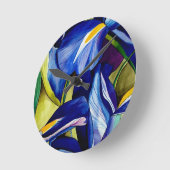 Blue Iris Blume Original Aquarellmalerei Runde Wanduhr (Winkel)