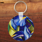 Blue Iris Blume Original Aquarellmalerei Schlüsselanhänger (Vorderseite)