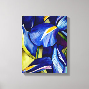 Blue Iris Blume Originale Aquarellmalerei Leinwanddruck