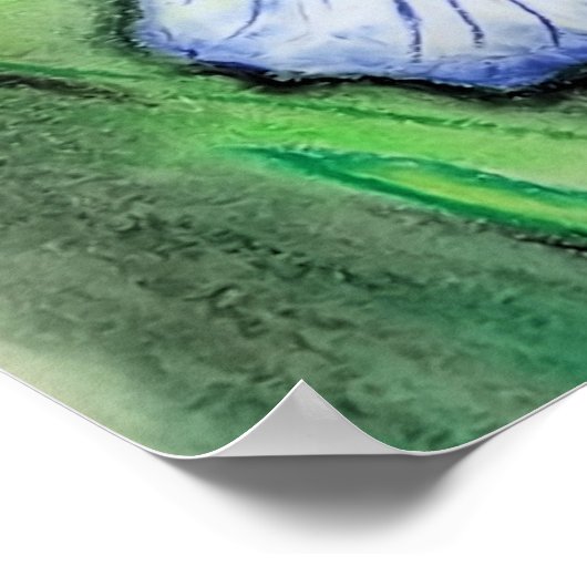 Blue Iris Blume Originale Kunst Zeichnend Blumenst Poster (Ecke)