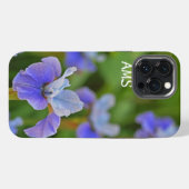 Blue Iris Blume Portrait Personalisierte Initialen iPhone Hülle (Rückseite (Horizontal))