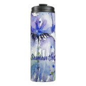 Blue Iris Blume Watercolor Thermosbecher (Vorderseite)