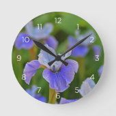 Blue Iris Botanische Blume Wall Clock Runde Wanduhr (Vorderseite)