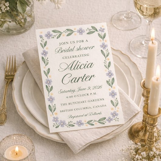 Blue Iris Bridal Shower Invitations - Editable Einladung