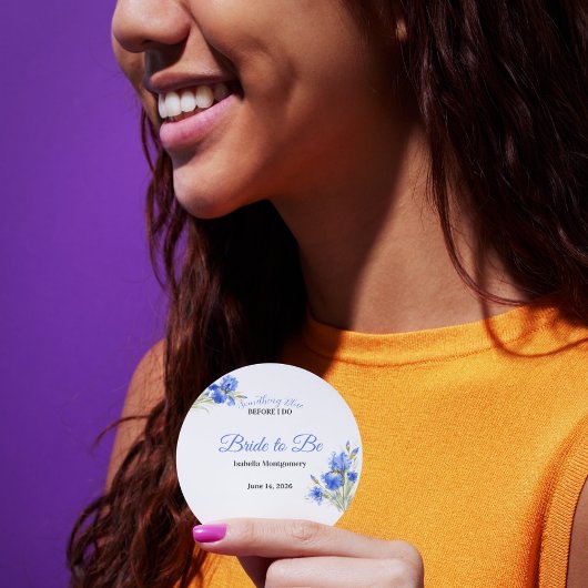 Blue Iris Bride to Be Something Blue Bridal Shower Runder Aufkleber