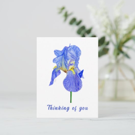 Blue Iris Denken Sie an Sie Postkarte (Stehend Vorderseite)