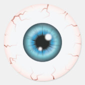 Blue Iris Eyeball Beängstigend Bloodshot Halloween Runder Aufkleber (Vorderseite)