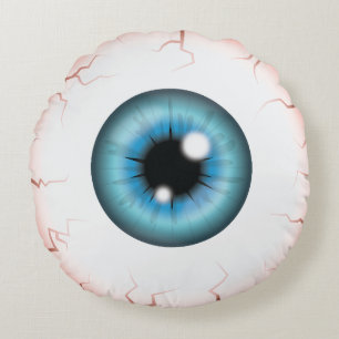 Blue Iris Eyeball Beängstigend Bloodshot Halloween Rundes Kissen