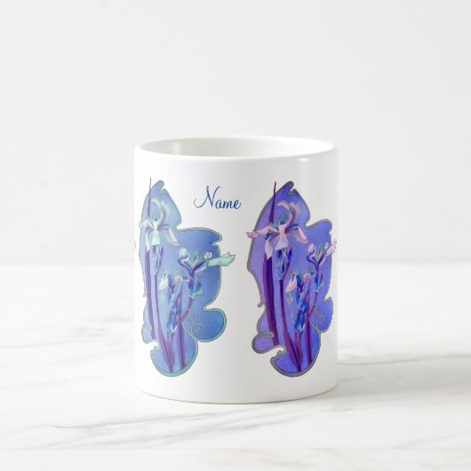 Blue Iris floral Art Personalisiert Kaffeetasse (Mittel)