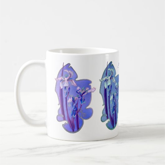 Blue Iris floral Art Personalisiert Kaffeetasse (Links)