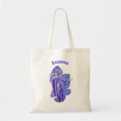 Blue Iris floral Art Personalisiert Tragetasche (Vorne)