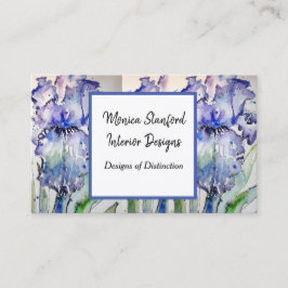 Blue Iris Floral Blume Watercolor Business Card Visitenkarte