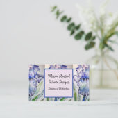 Blue Iris Floral Blume Watercolor Business Card Visitenkarte (Stehend Vorderseite)