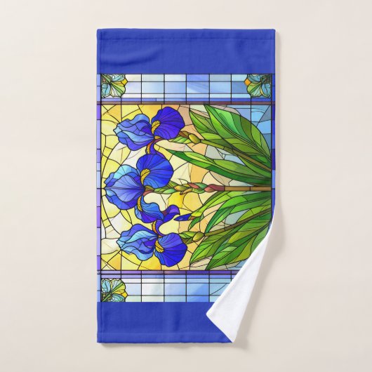 Blue Iris Floral gesteinigtes Set (Handtuch)