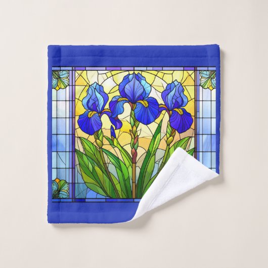 Blue Iris Floral gesteinigtes Set (Waschlappen)