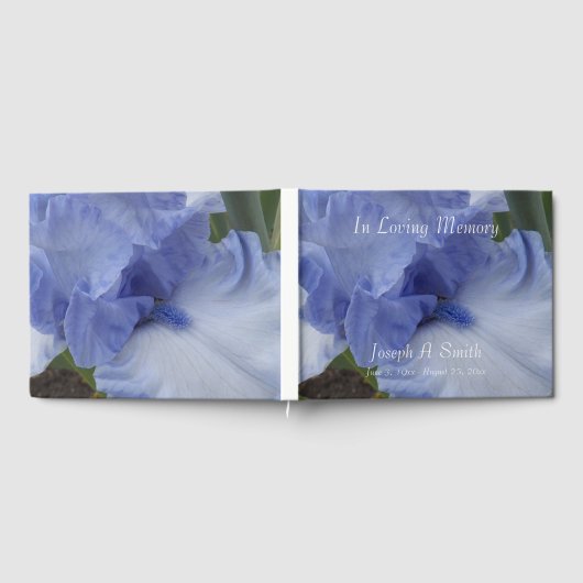 Blue Iris floral Memorial Service Gästebuch (Voll)