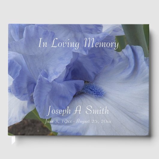Blue Iris floral Memorial Service Gästebuch (Vorderseite)