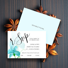 Blue Iris Floral Watercolor Handgestrichen RSVP Karte