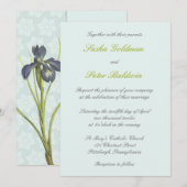Blue Iris Floral Wedding Einladung (Vorne/Hinten)