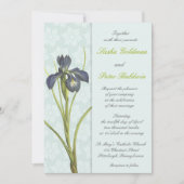 Blue Iris Floral Wedding Einladung (Vorderseite)