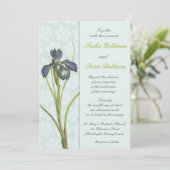 Blue Iris Floral Wedding Einladung (Stehend Vorderseite)