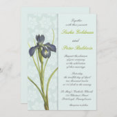 Blue Iris Floral Wedding Einladung (Vorne/Hinten)