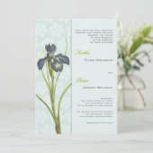 Blue Iris Floral Wedding Einladung 2 (Stehend Vorderseite)