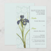 Blue Iris Floral Wedding Einladung 2 (Vorne/Hinten)