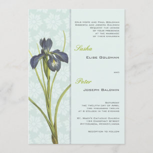 Blue Iris Floral Wedding Einladung 2