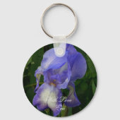 Blue Iris Flower Macro Art: Acrylic Keychain Schlüsselanhänger (Vorderseite)