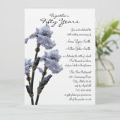 Blue Iris Jahrestag Einladung (Stehend Vorderseite)