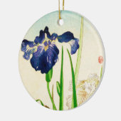 Blue Iris - Japanischer Aquarelldruck Keramikornament (Links)
