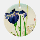 Blue Iris - Japanischer Aquarelldruck Keramikornament (Hinten)