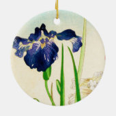 Blue Iris - Japanischer Aquarelldruck Keramikornament (Hinten)